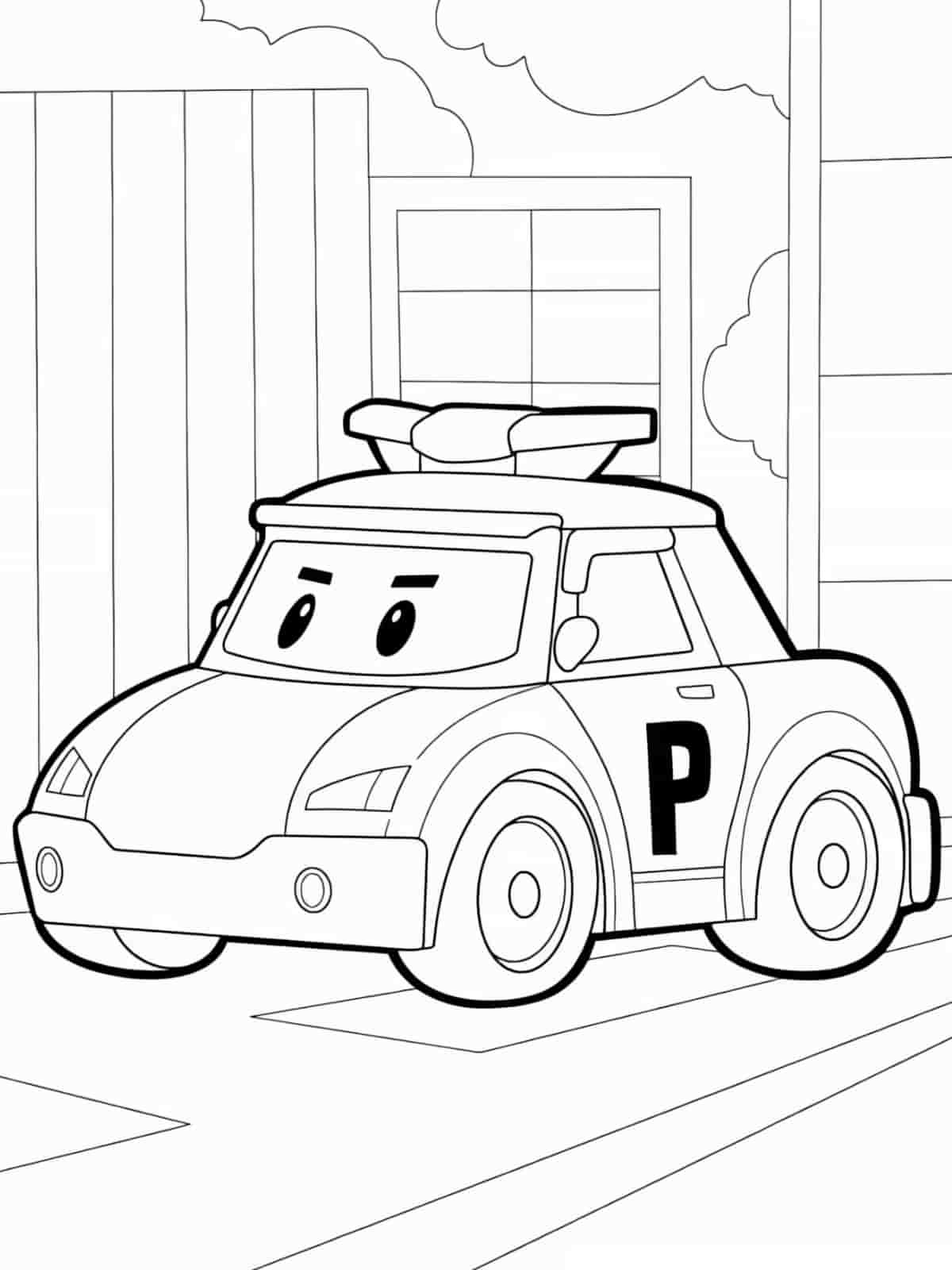 Police Car In Action Coloring Page