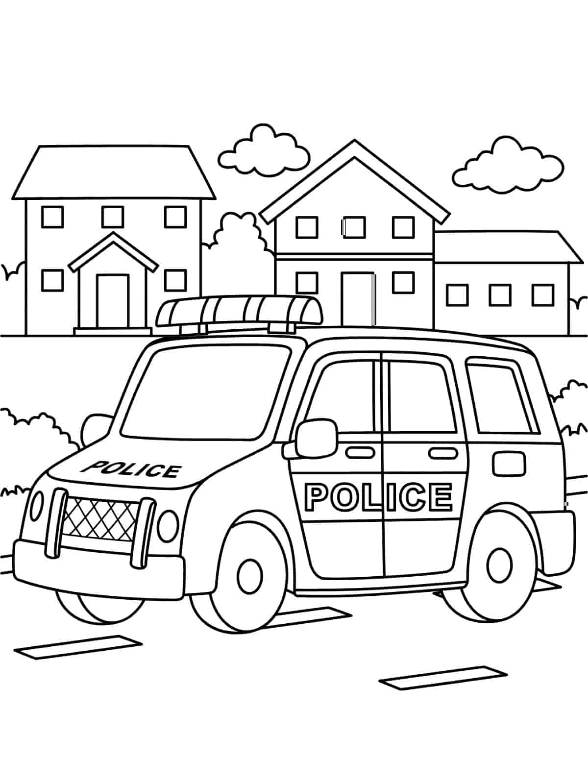 Police Car Vehicle Coloring Page