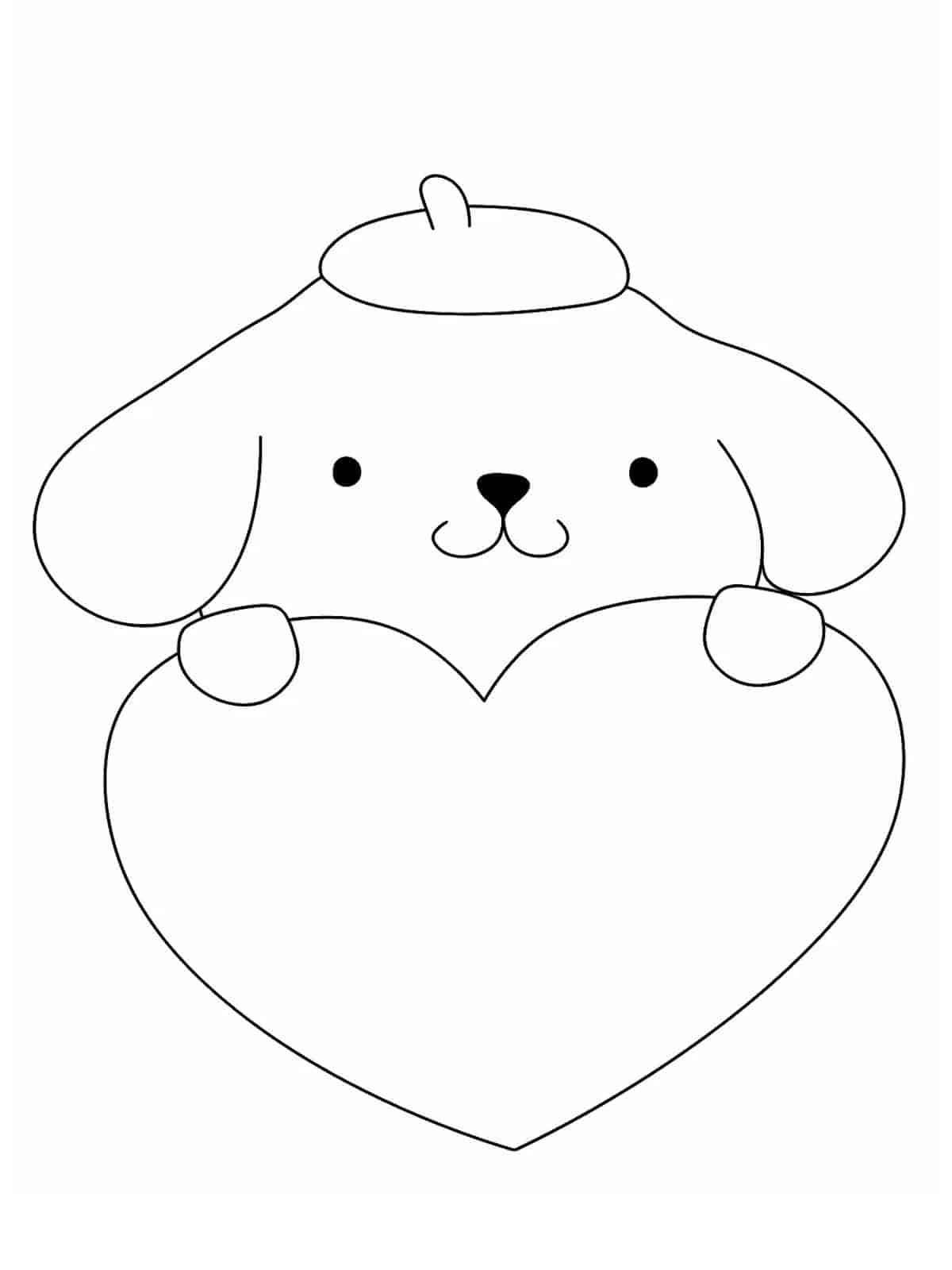 Pompompurin Holding A Heart Shaped Balloon Coloring Pages