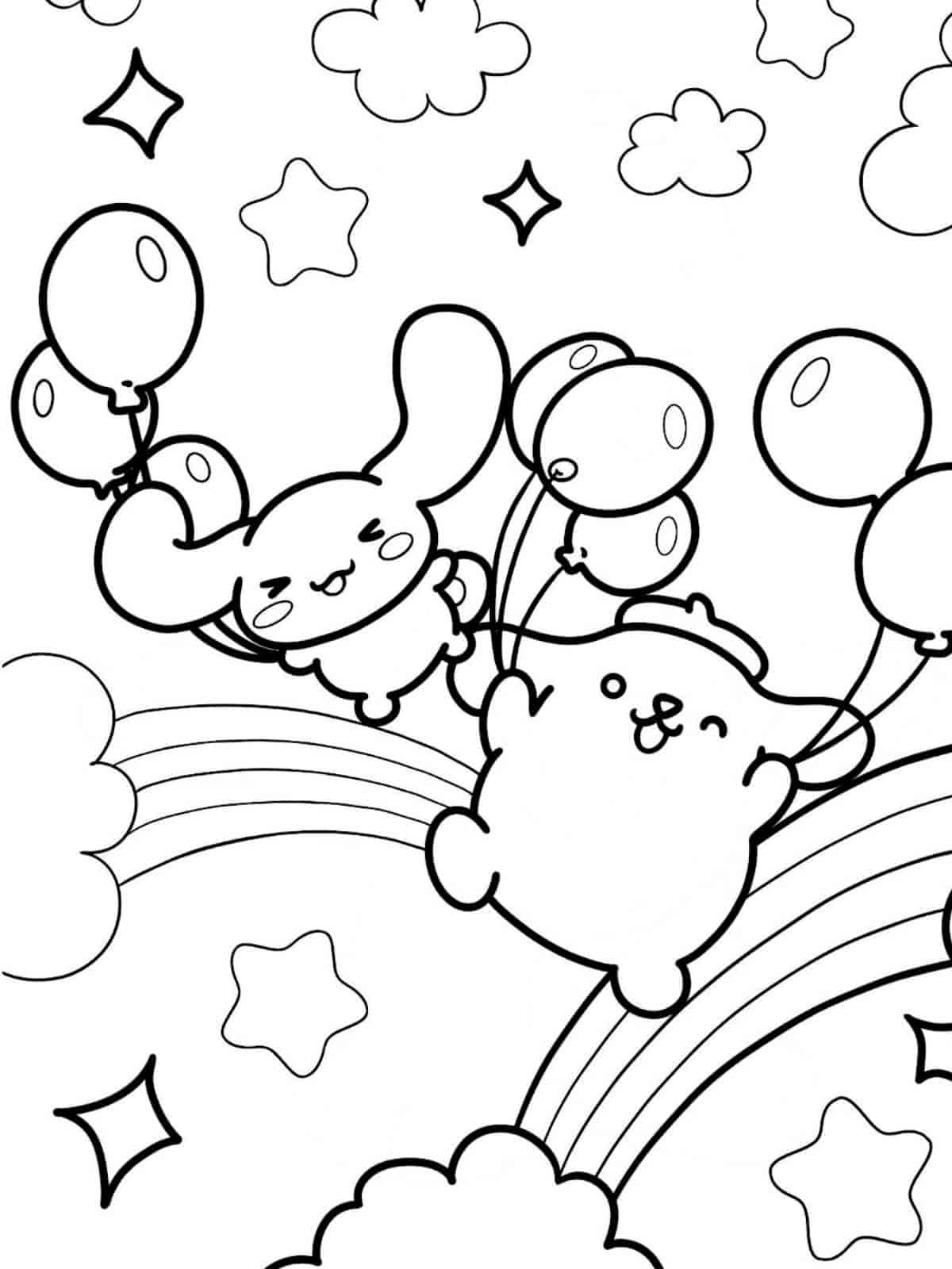 Pompompurin Playing With Friends Coloring Pages