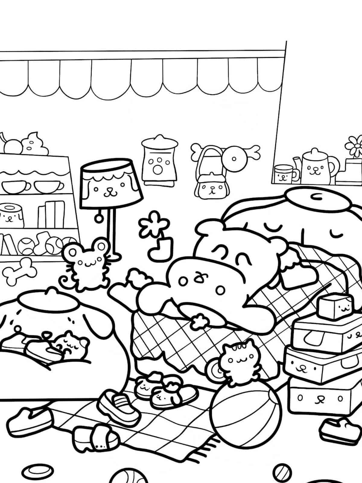 Pompompurin Taking A Nap Coloring Pages