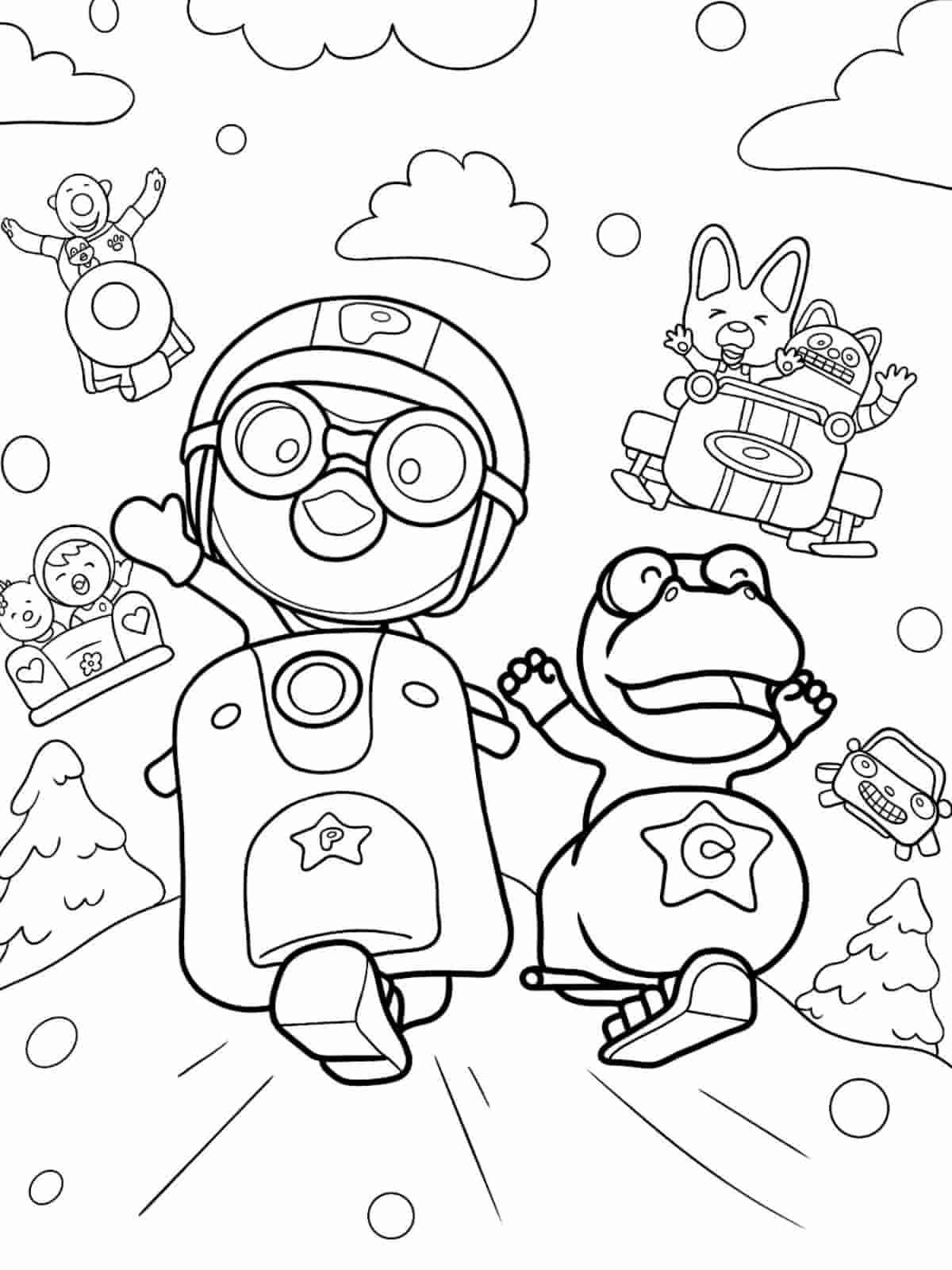 Pororo And Eddy Coloring Pages