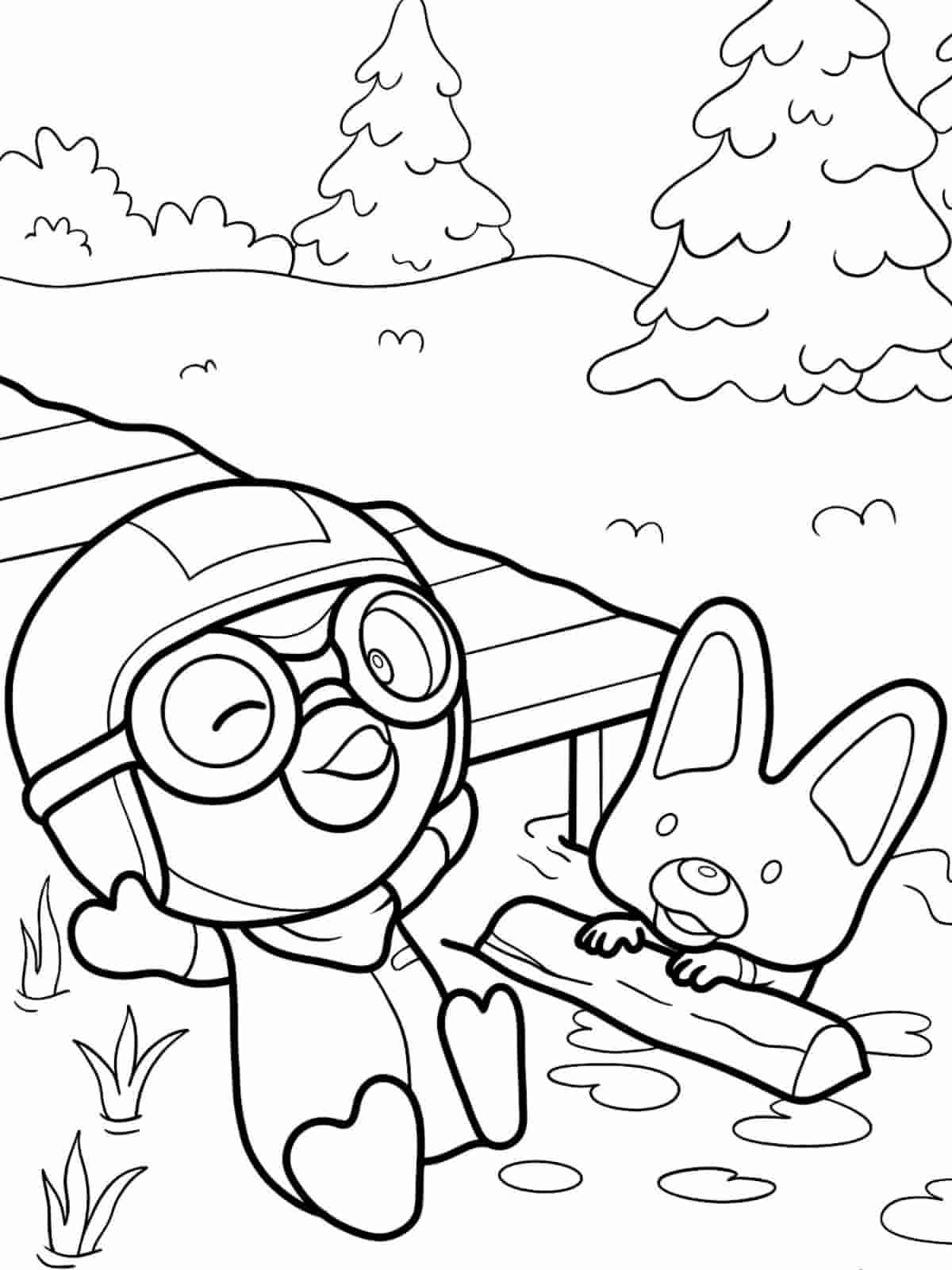 Pororo In Plane Coloring Pages