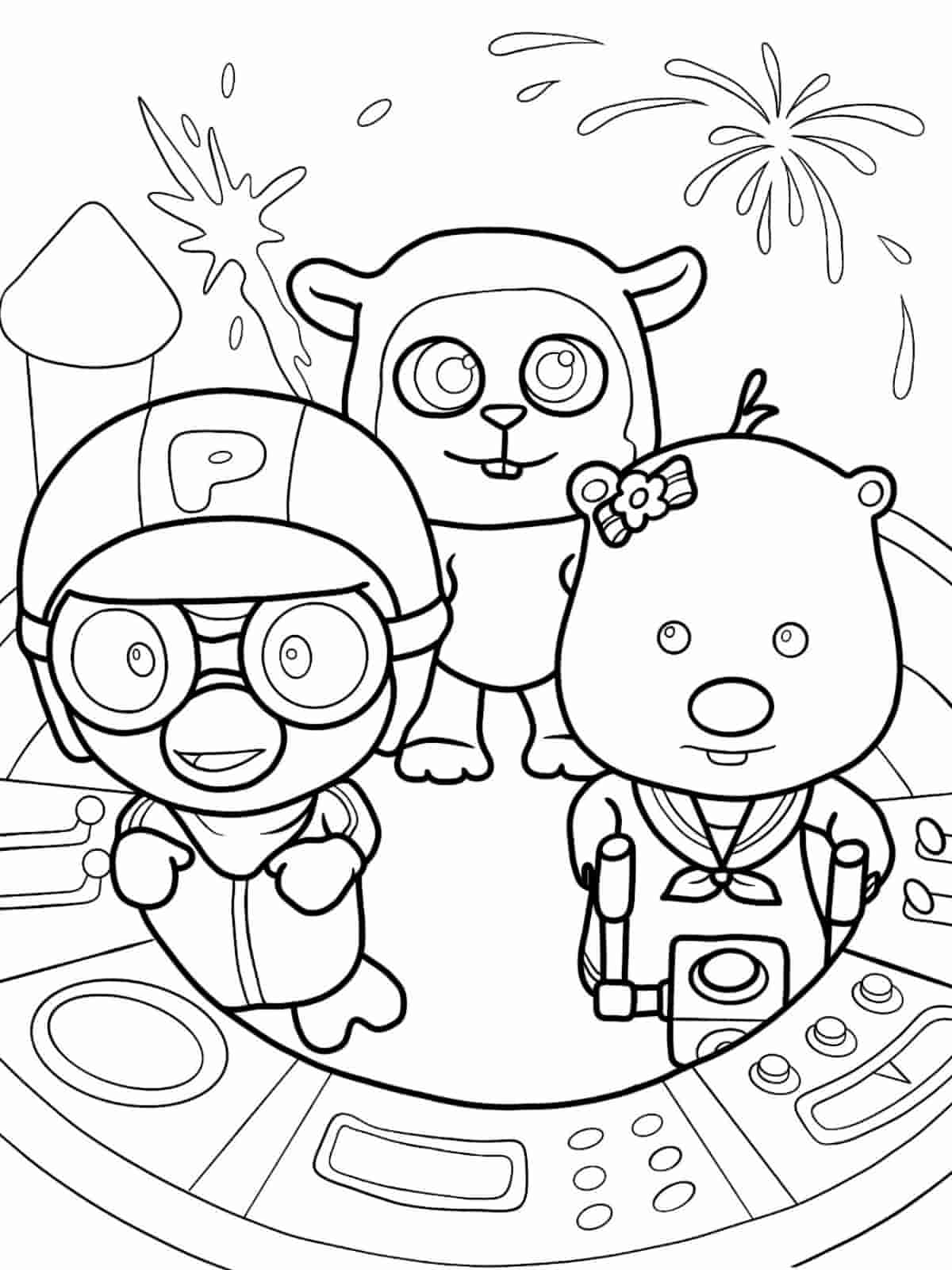 Pororo With Crong Coloring Pages