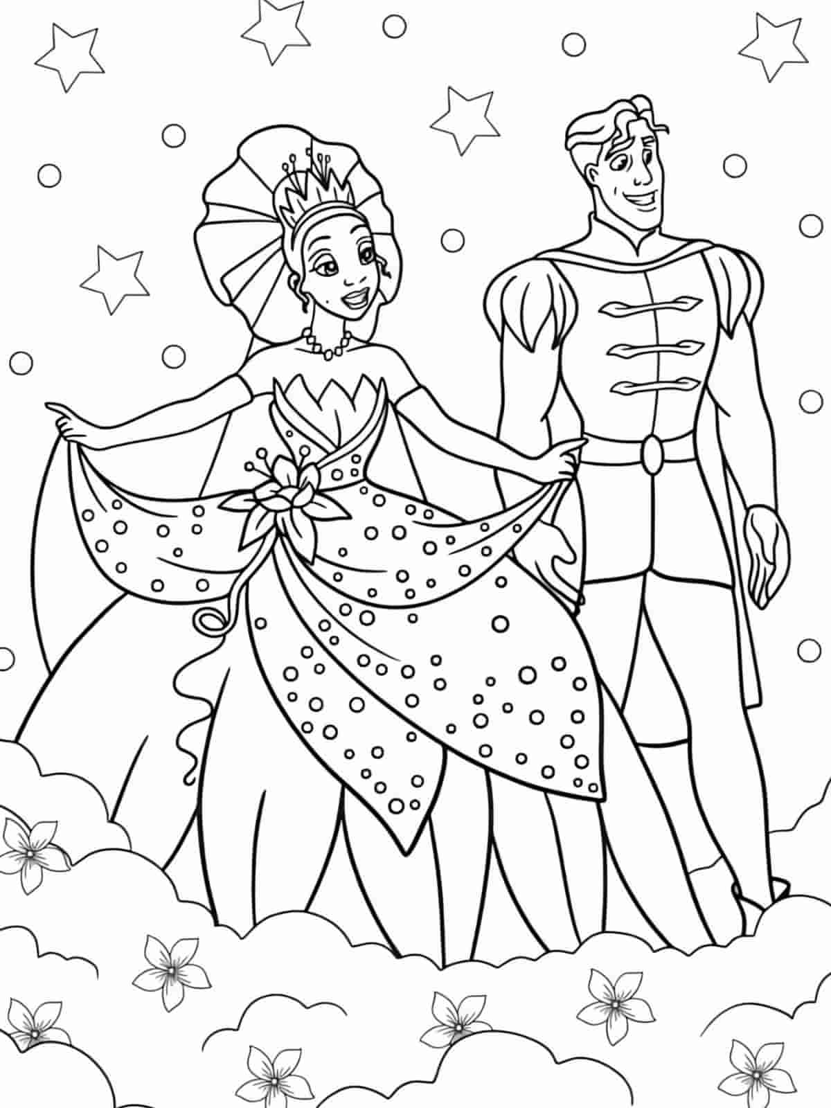 Princess And The Frog Coloring Pages With Happy Ending