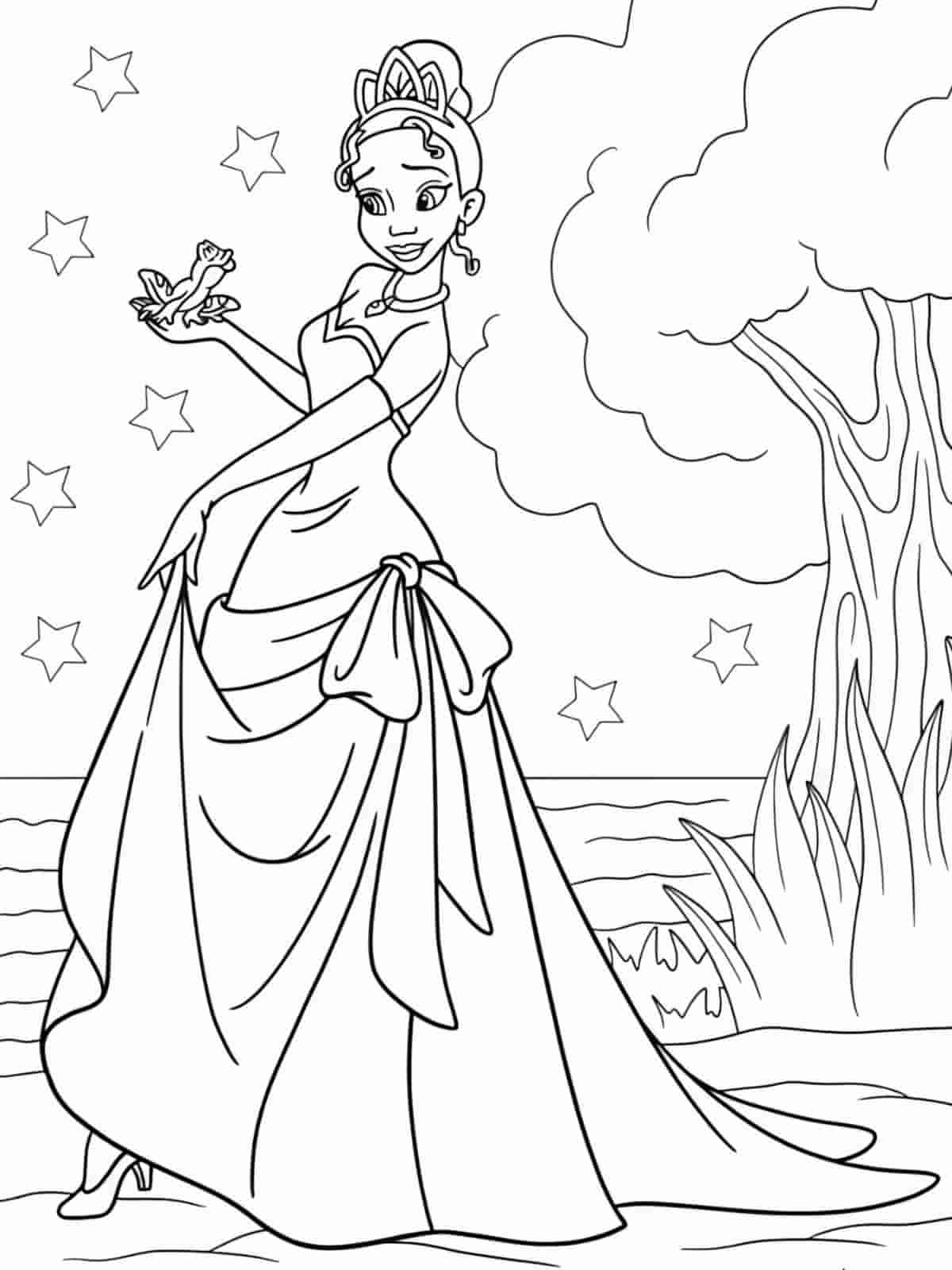 Princess And The Frog Coloring Pages With Naveen