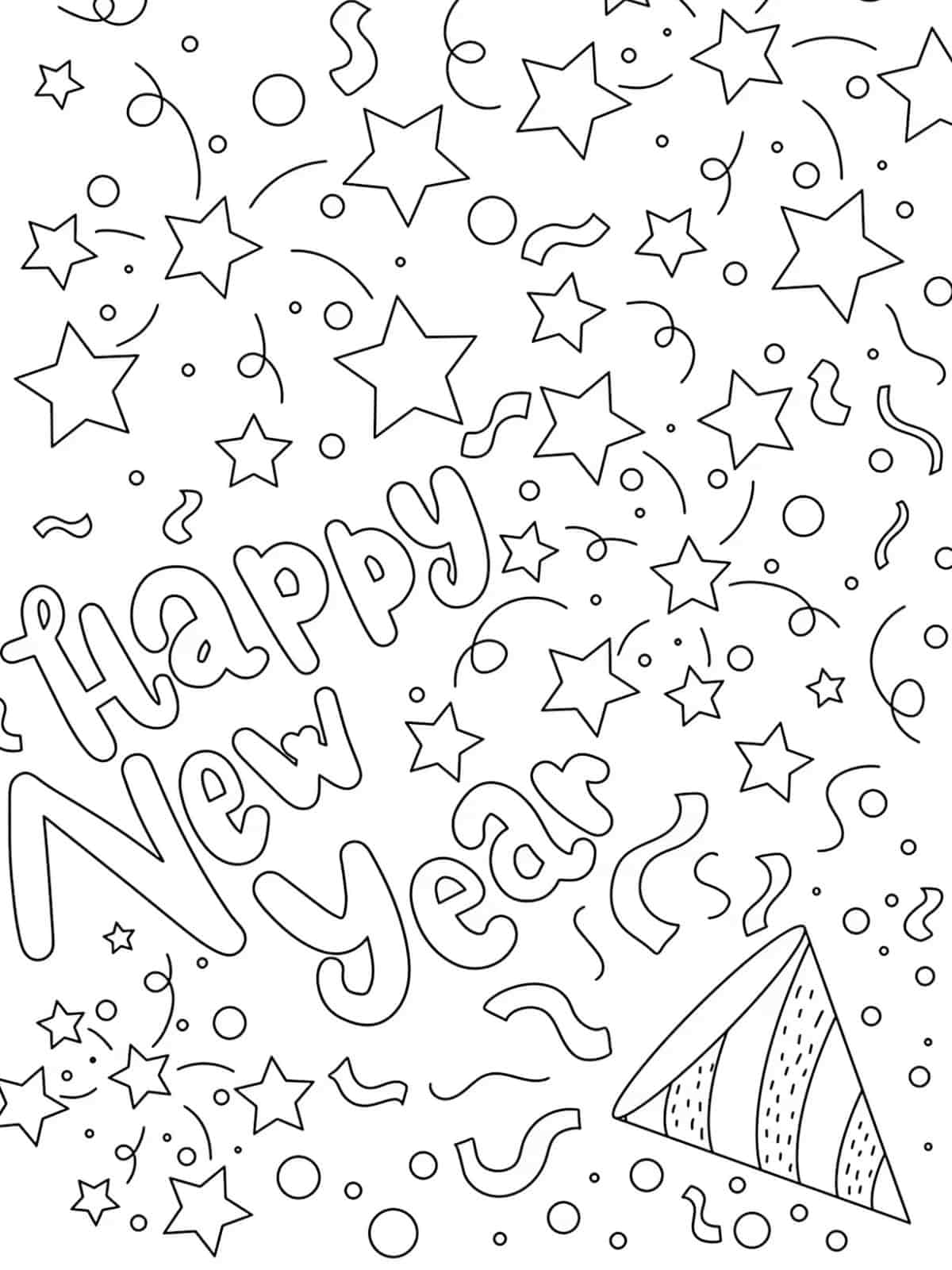 Printable Happy New Year Coloring Sheets