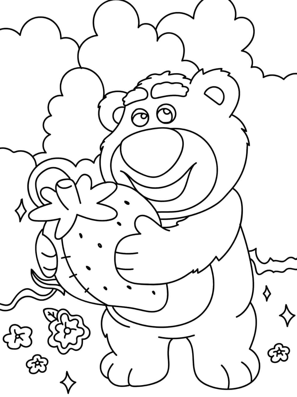 Printable Lotso Bear Flower Coloring Sheets