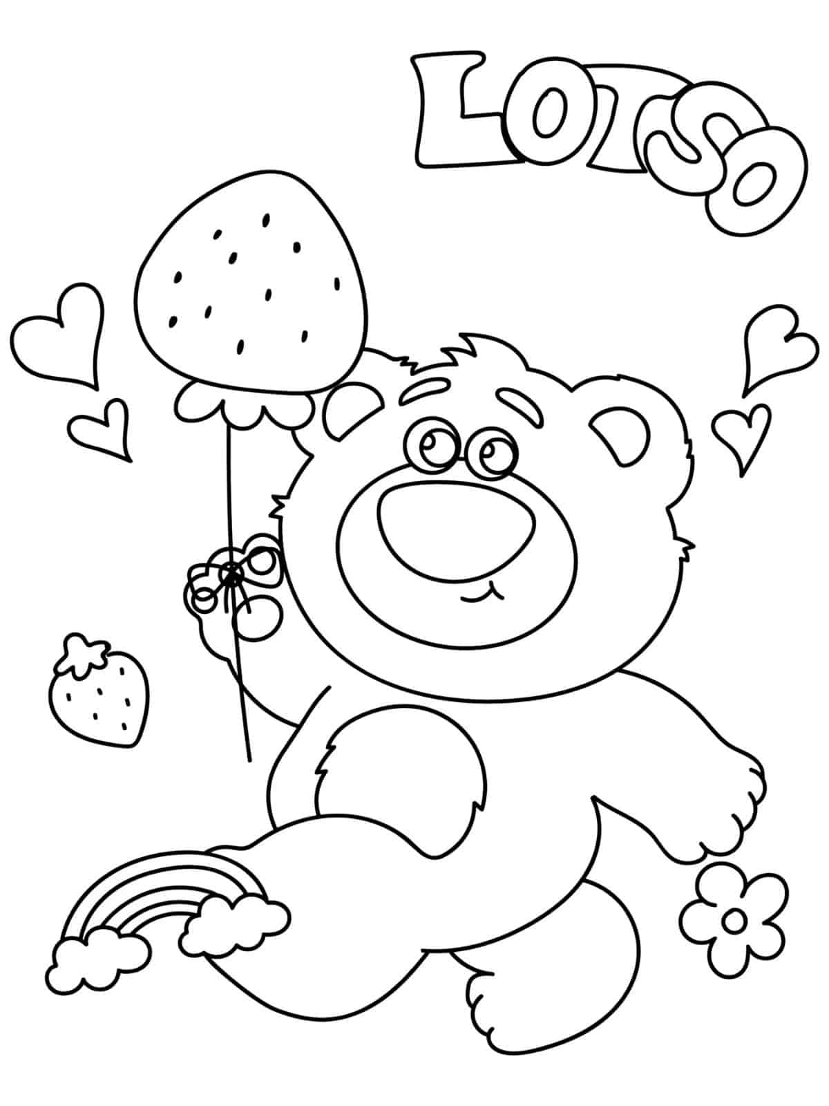 Printable Lotso Bear Rainbow Coloring Sheets