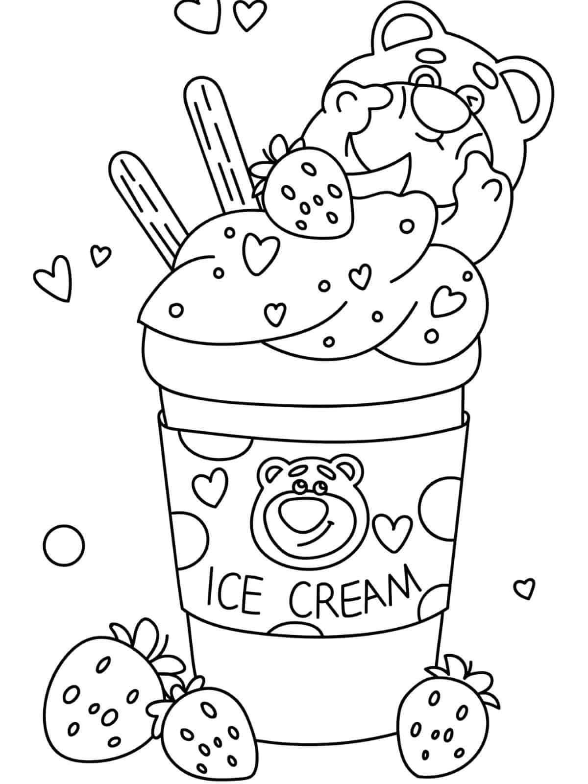 Printable Lotso Bear Strawberry Coloring Sheets