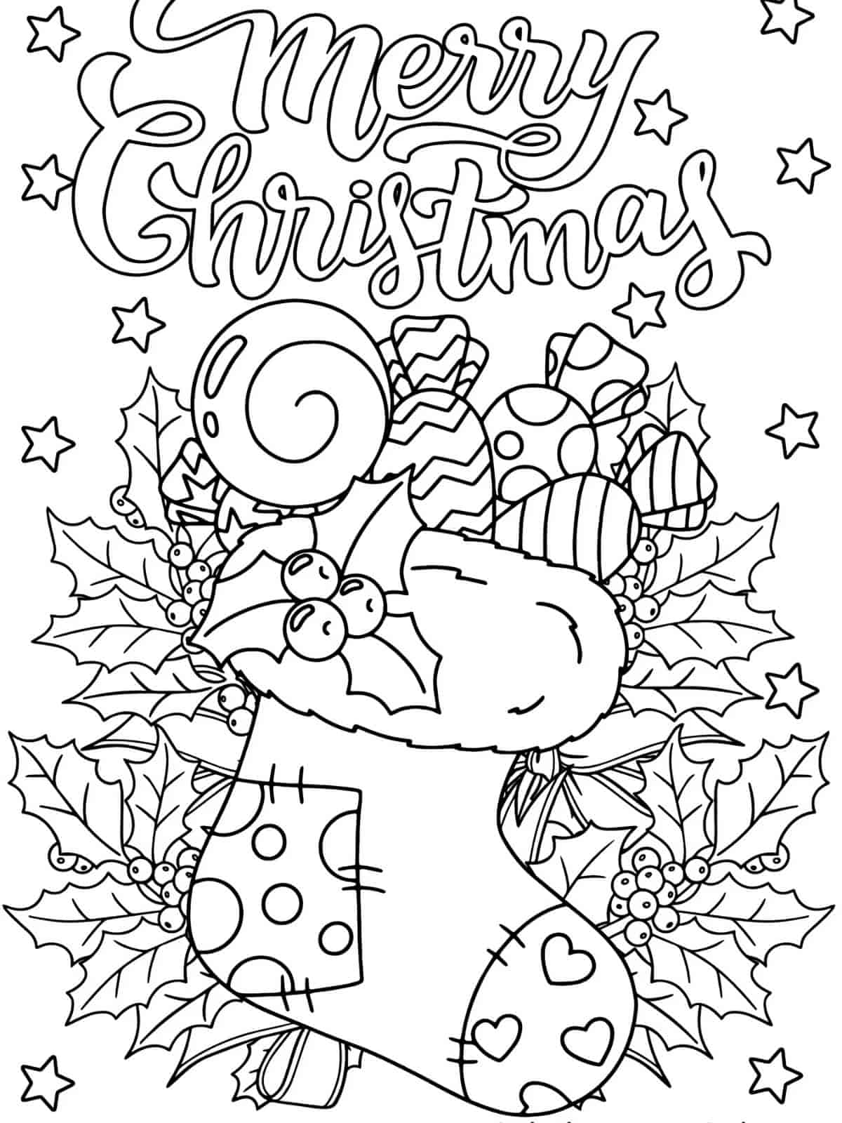 Printable Merry Christmas Candy Cane Coloring Sheet For Kids