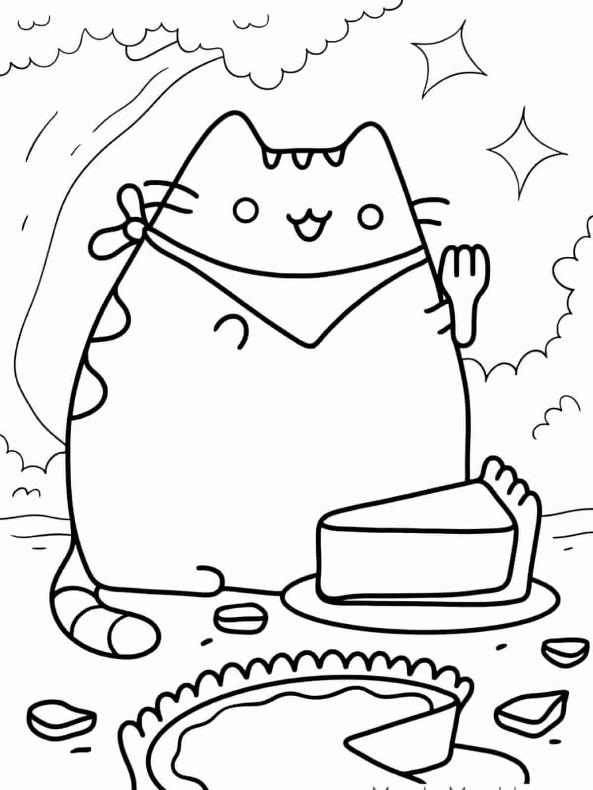 Pusheen And Cake Coloring Pages