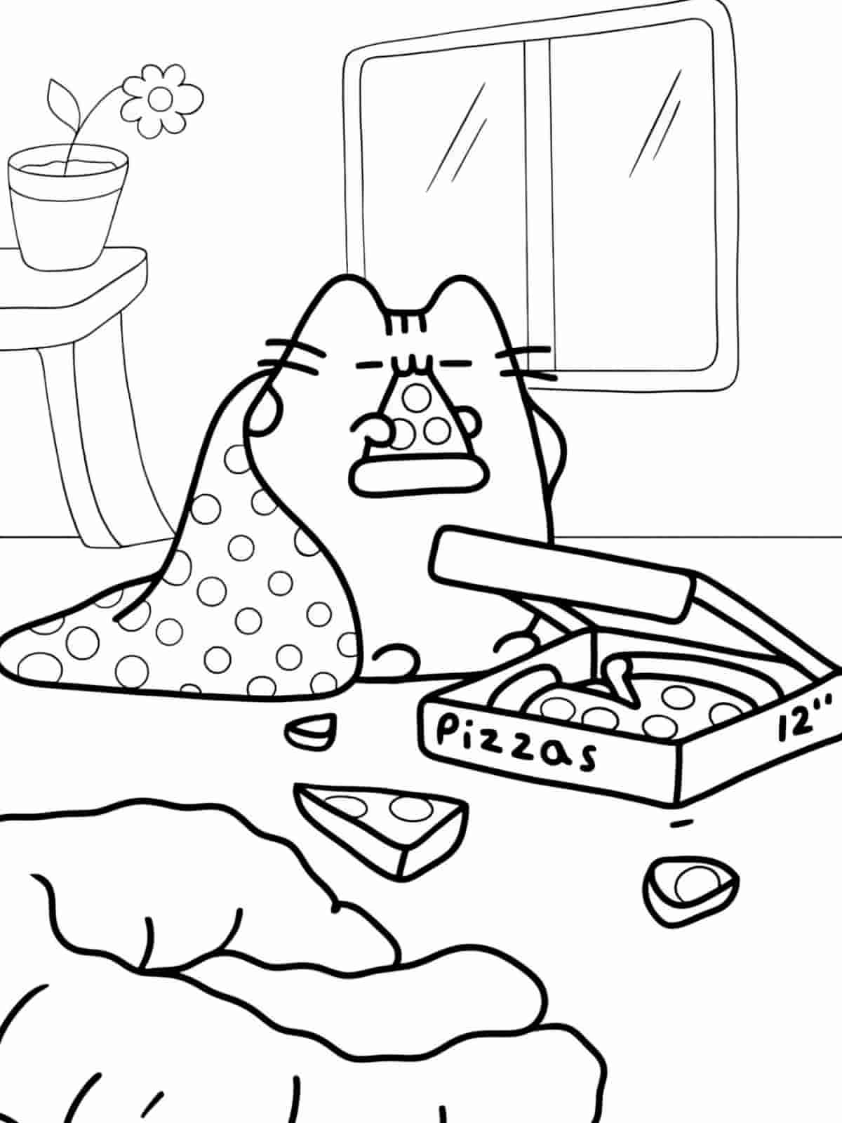 Pusheen And Pizza Coloring Pages For Beginners