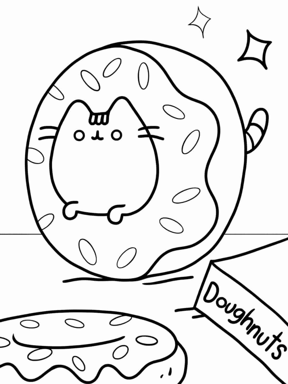 Pusheen Donut Coloring Pages