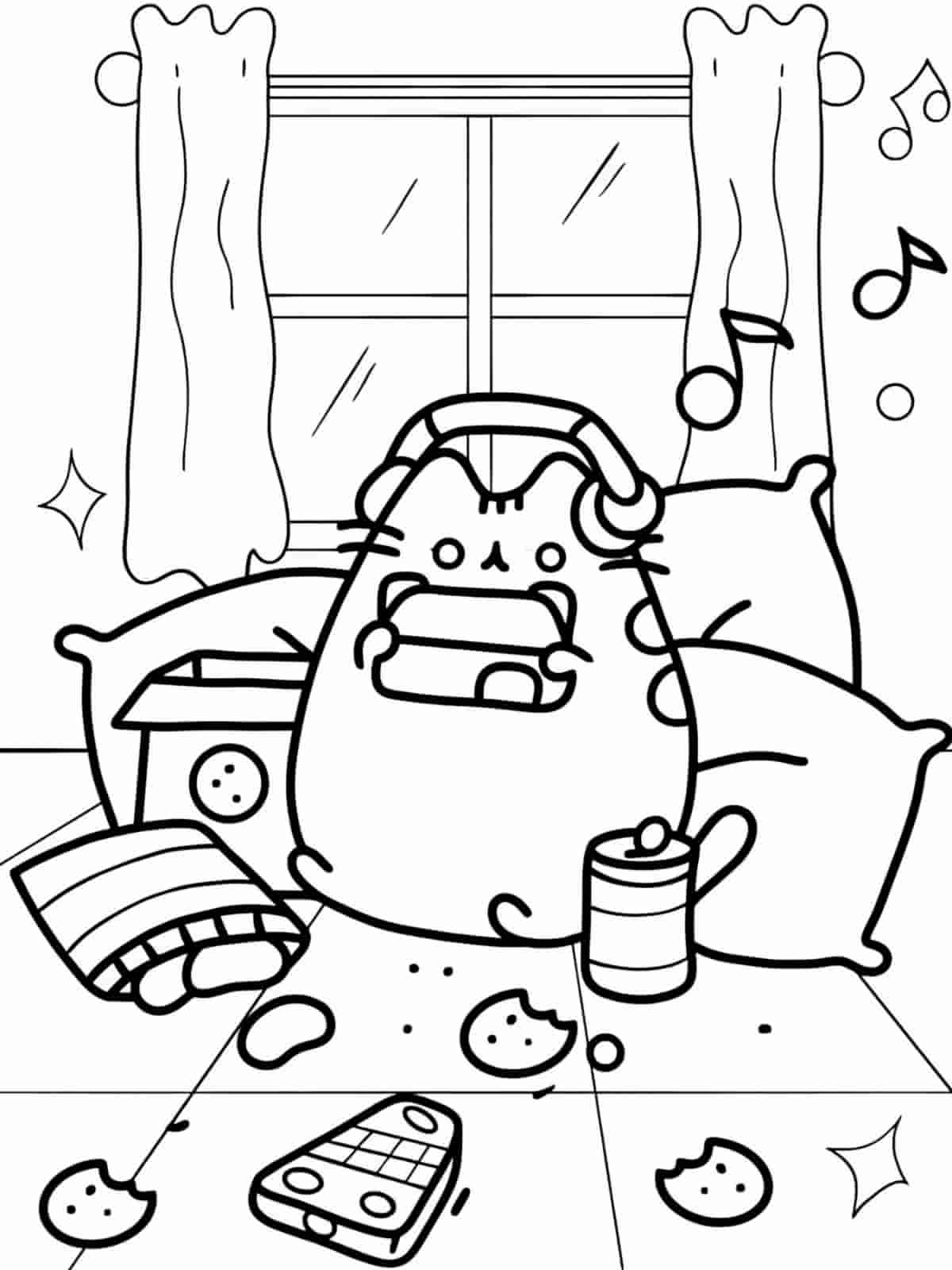 Pusheen Halloween Coloring Pages