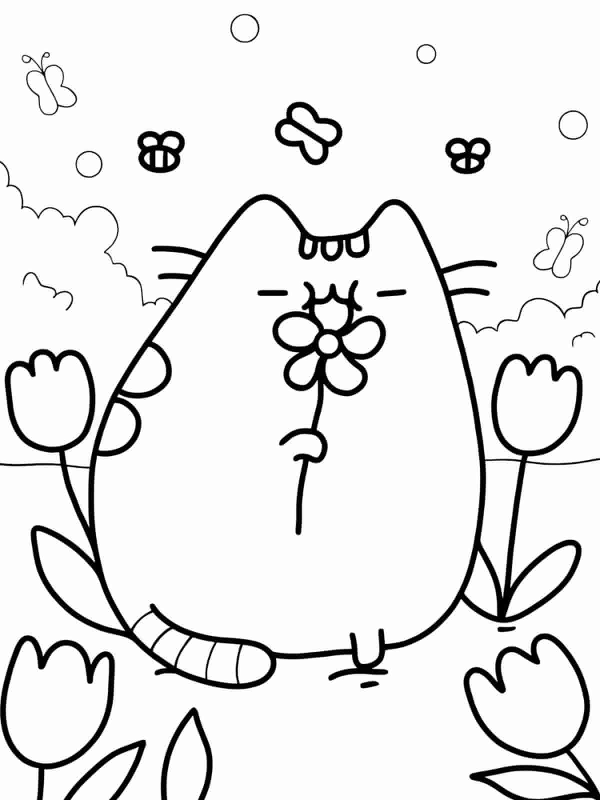 Pusheen Pizza Coloring Pages