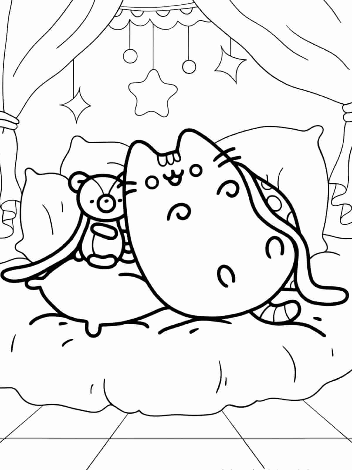 Pusheen Pool Party Coloring Pages