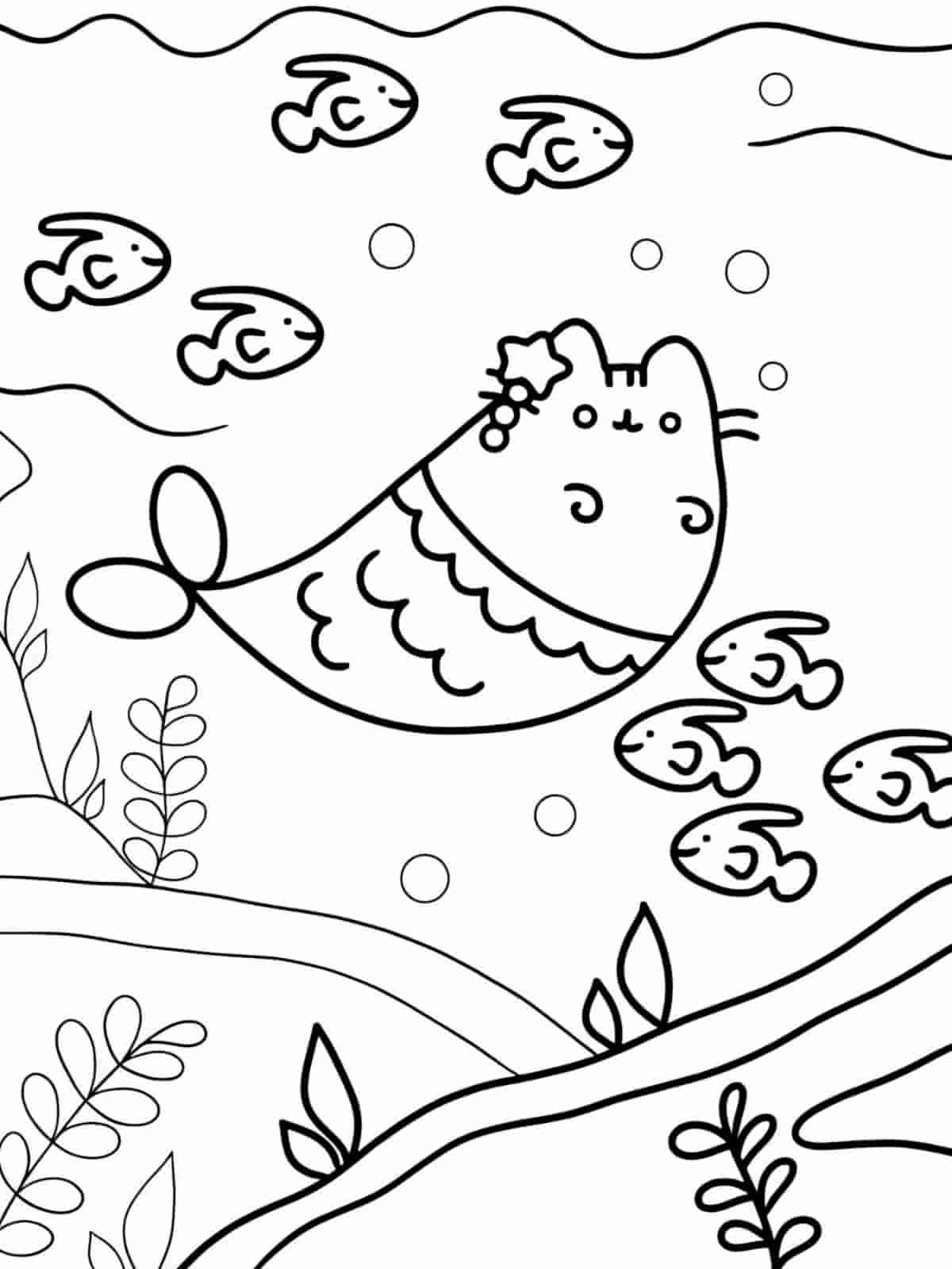 Pusheen With Gifts Coloring Pages