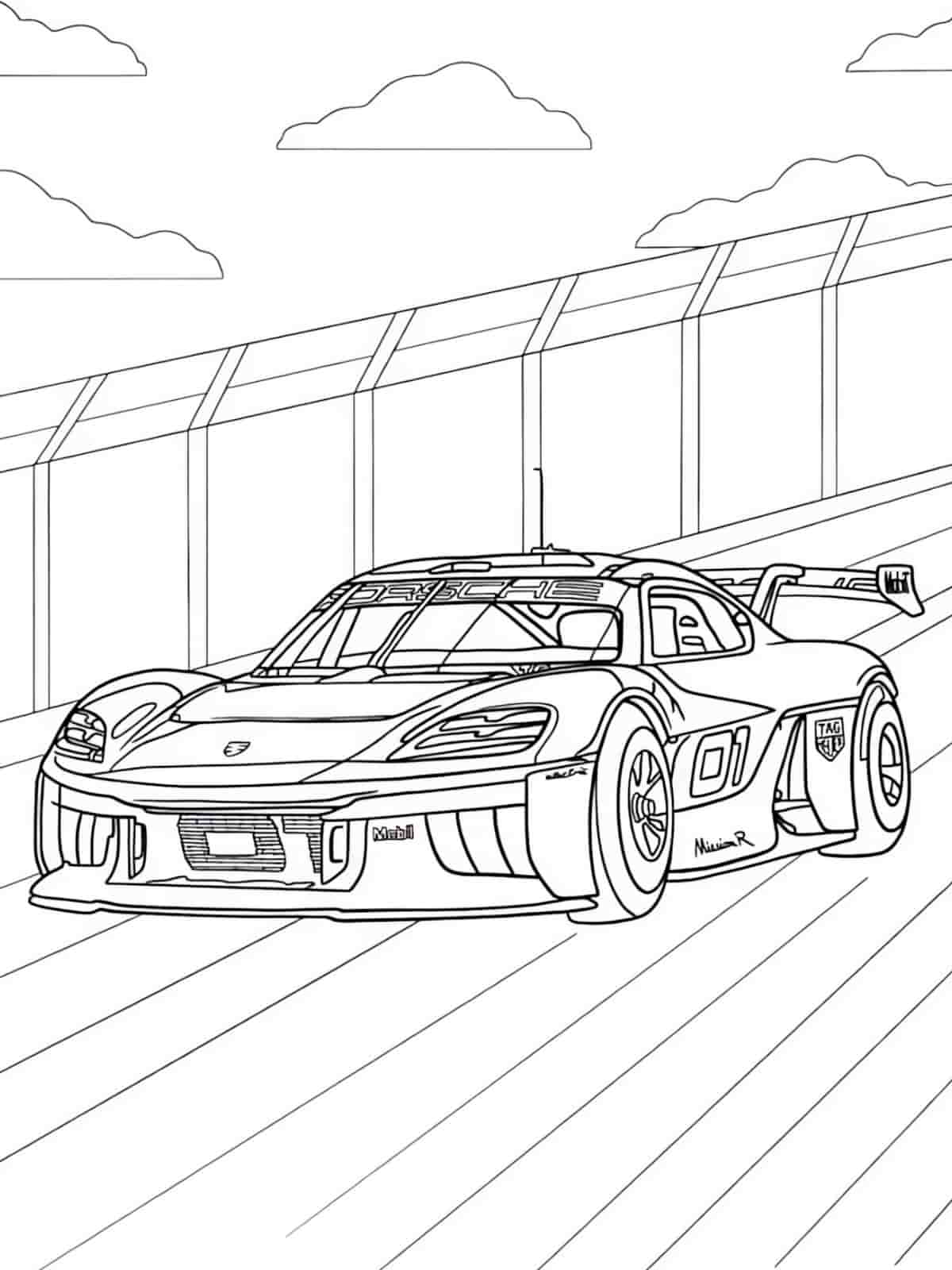 Race Car In Motion Coloring Page