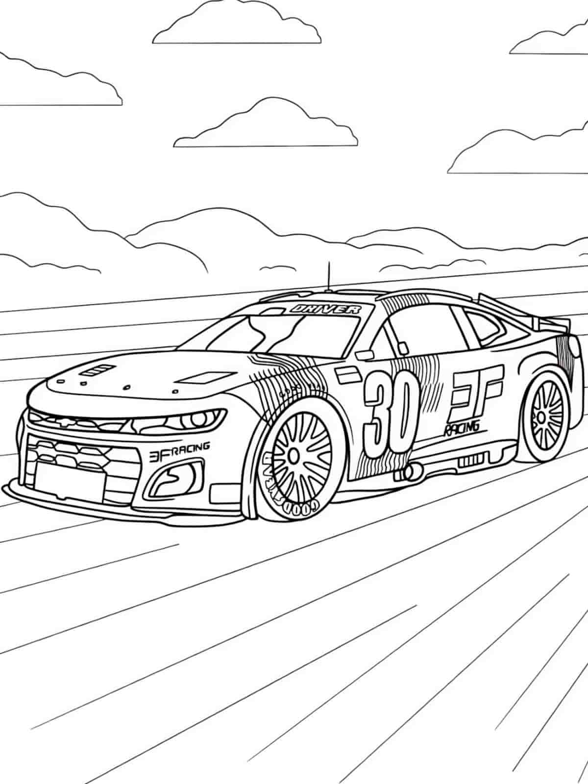 Race Car On Track Coloring Page