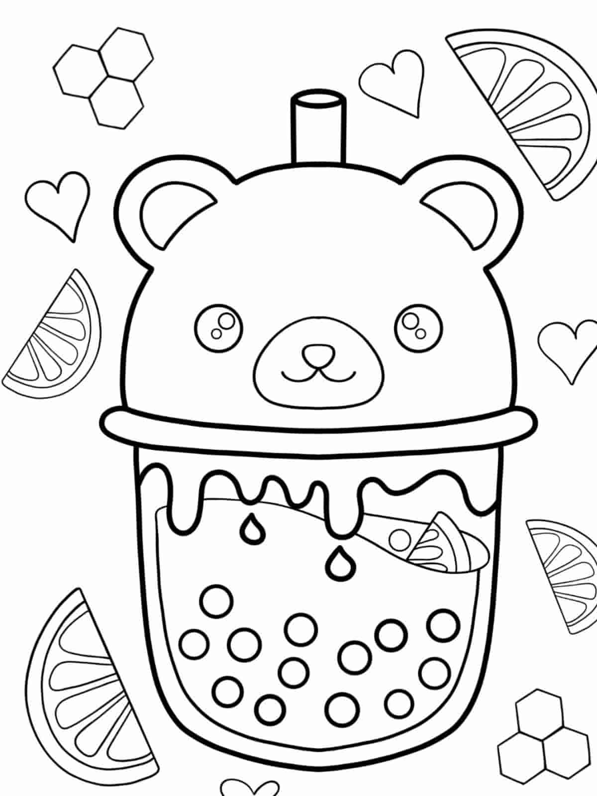 Realistic Boba Tea Coloring Pages