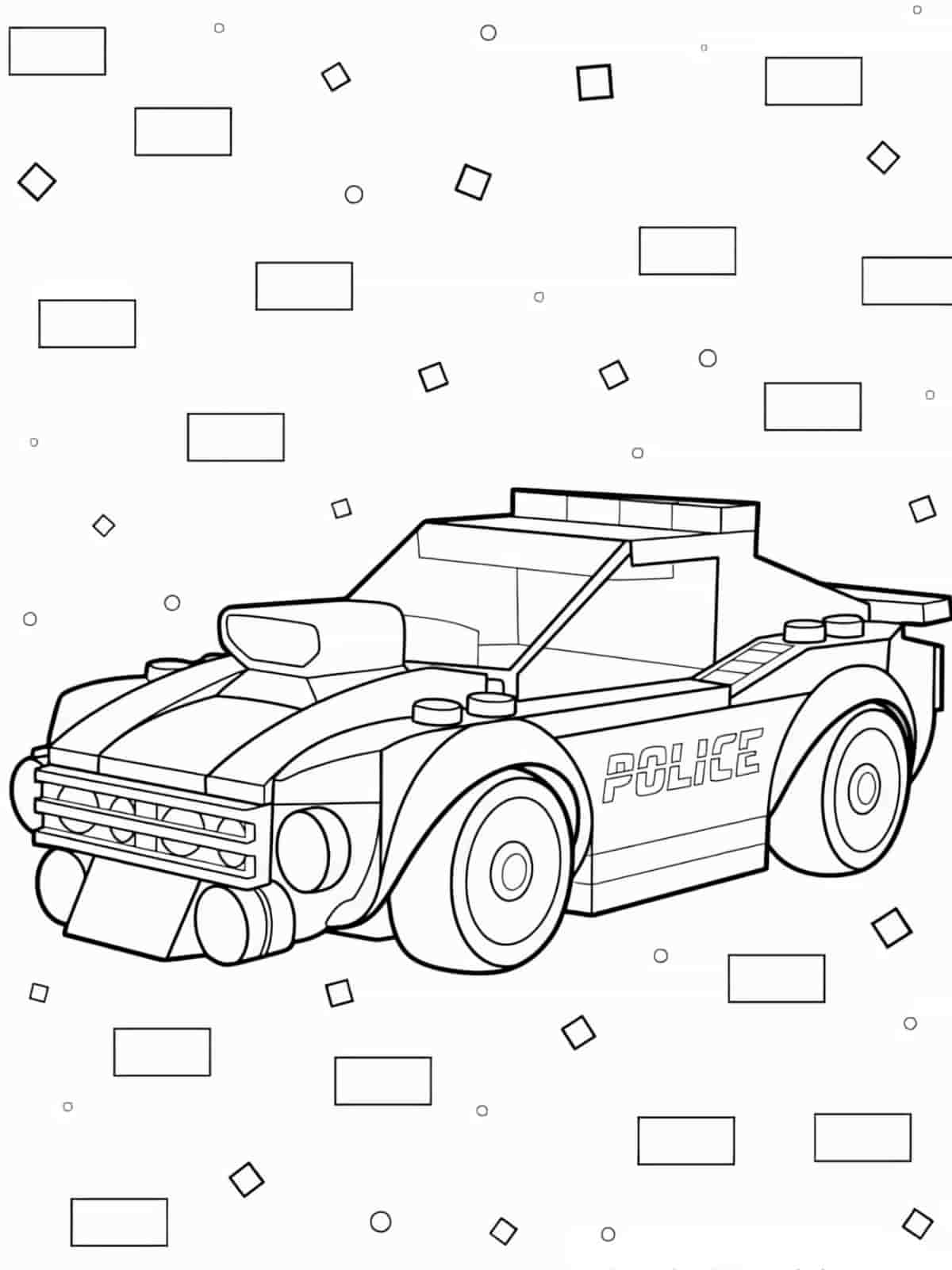 Realistic Police Car Coloring Page