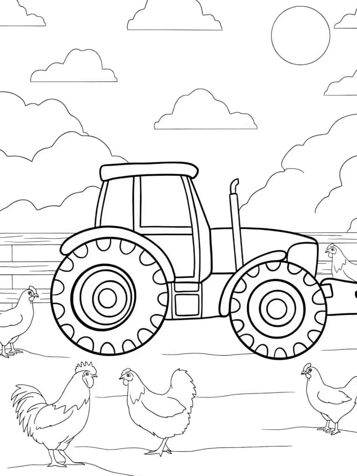 Realistic Tractor Coloring Pages