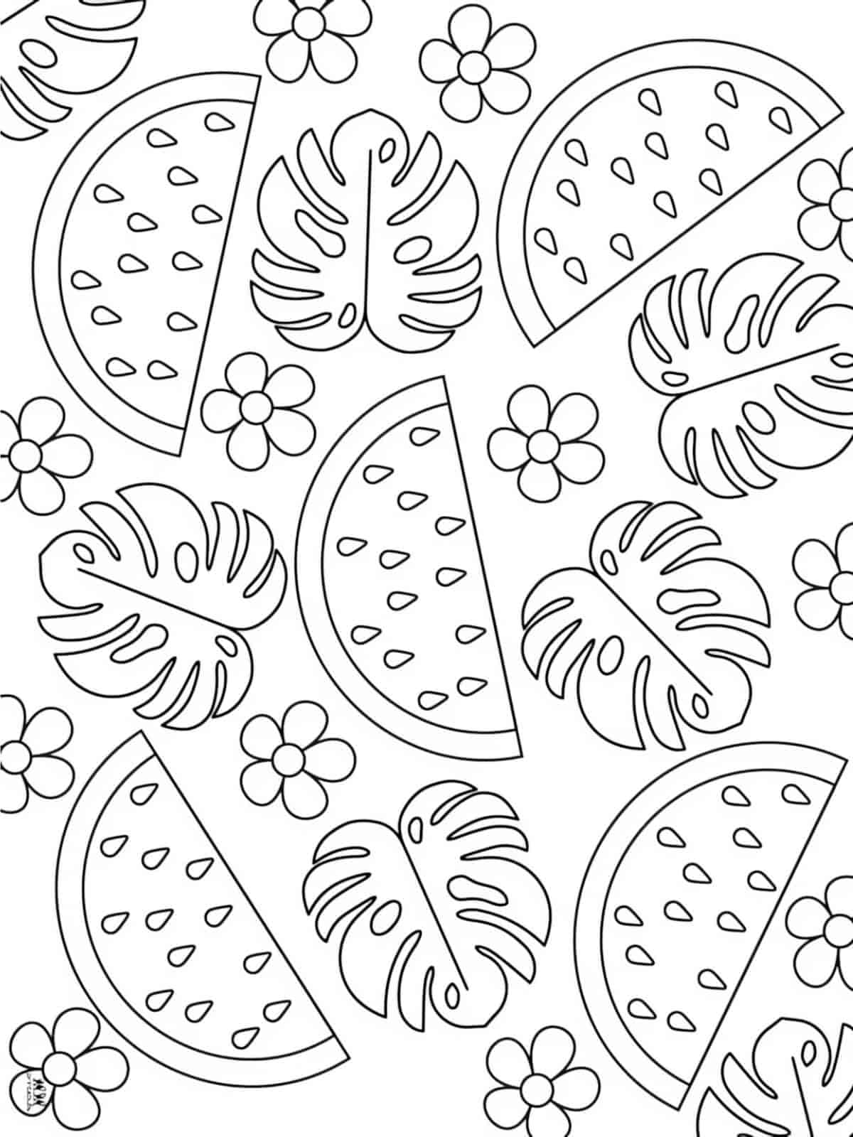 Refreshing Watermelon Coloring Pages