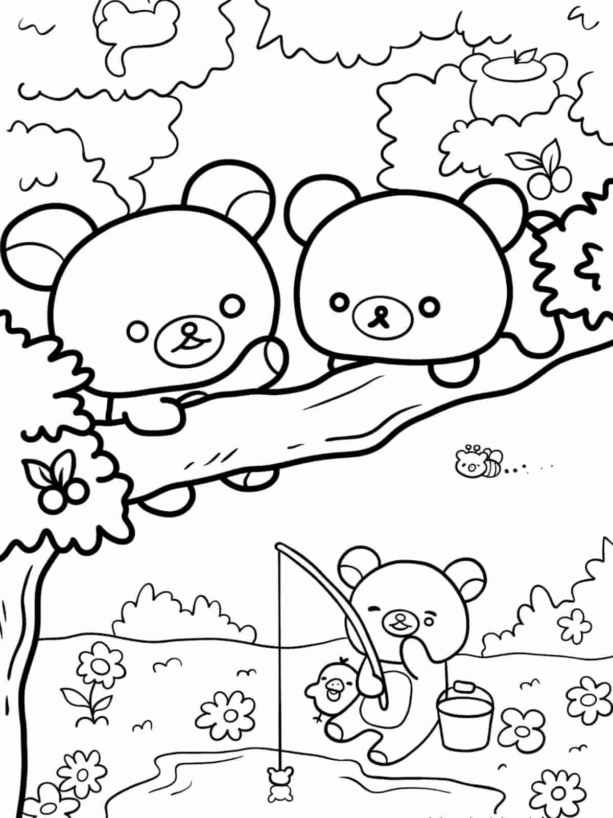 Rilakkuma And Balloons Coloring Pages