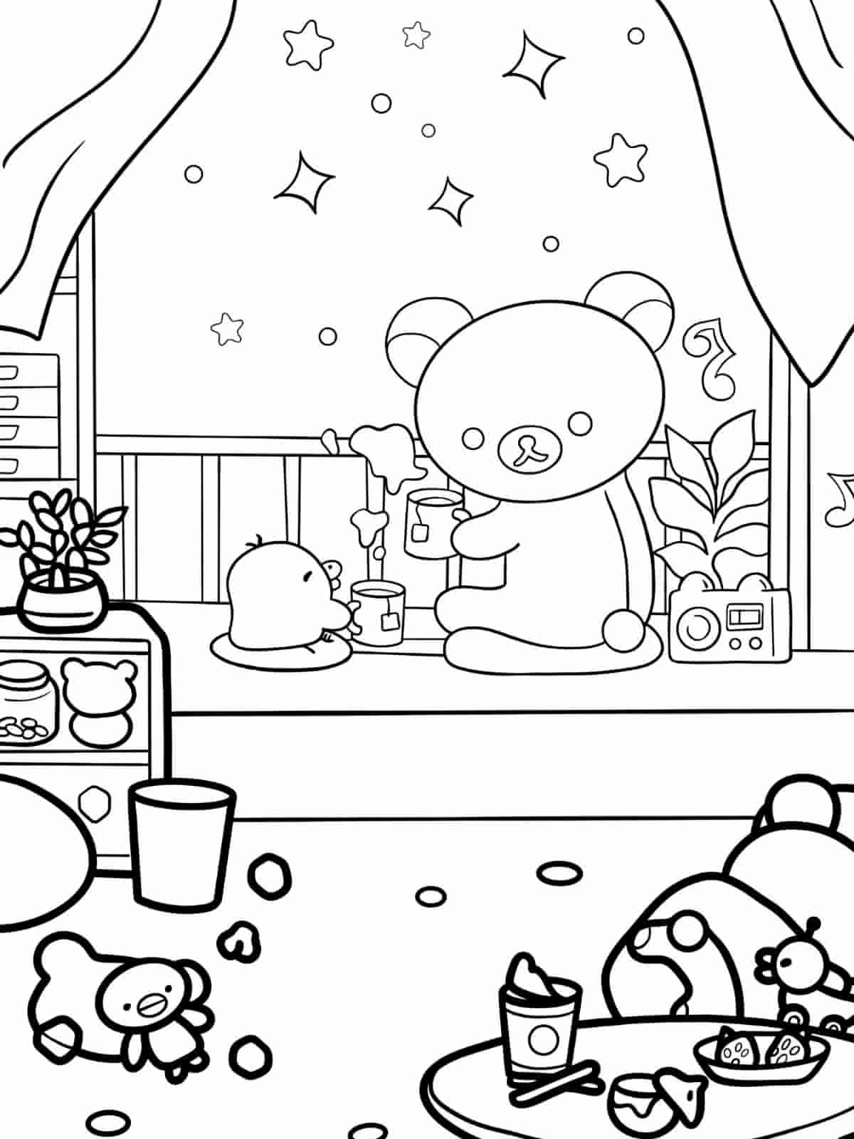 Rilakkuma With Food Coloring Pages