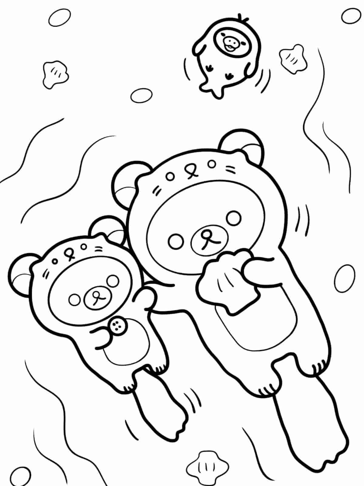 Rilakkuma With Hearts Coloring Pages