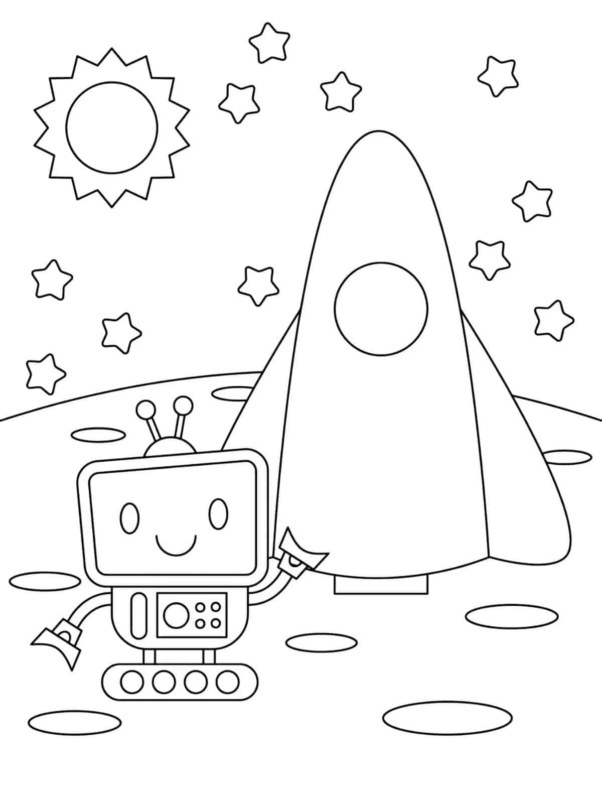 Robot Coloring Page For Preschoolers