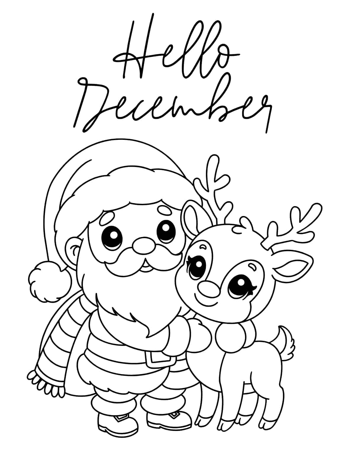 Rudolph Hello December Coloring Pages