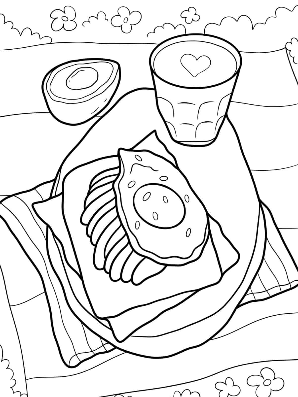 Simple Avocado Coloring Pages