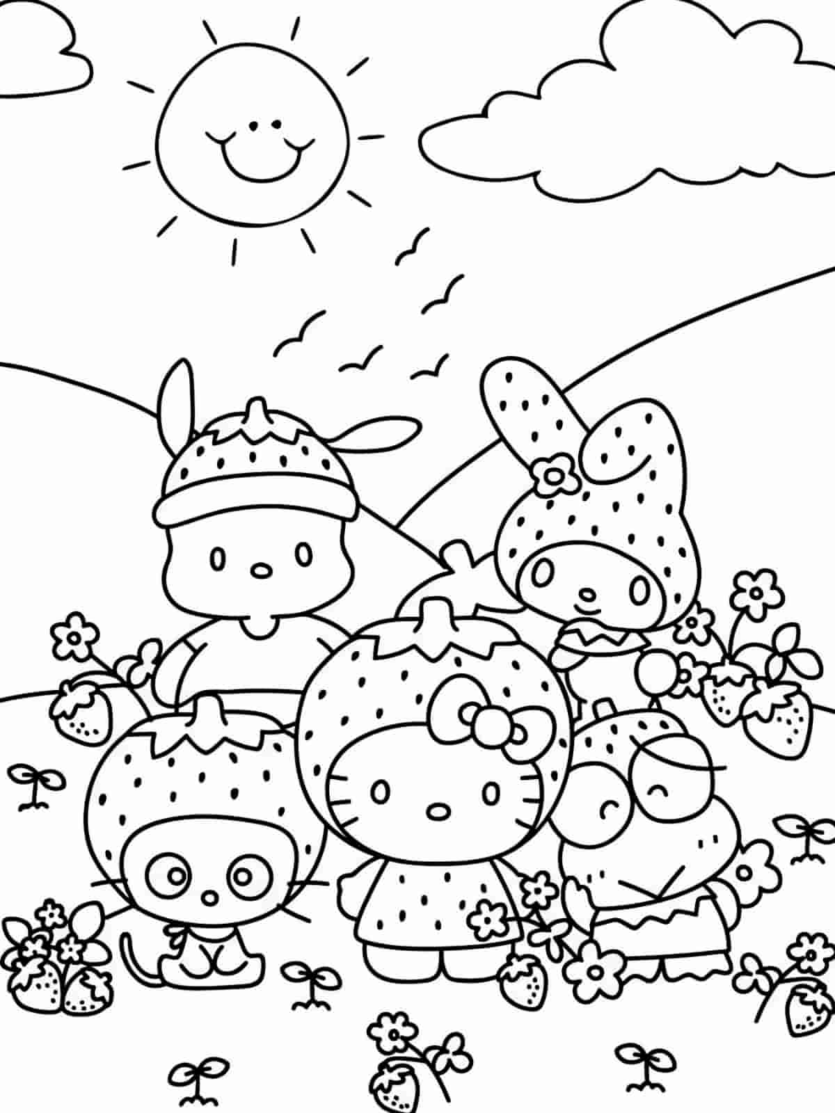 Simple Strawberry Coloring Pages For Kids