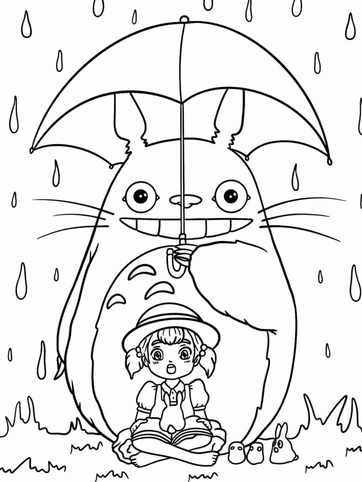 Simple Totoro Coloring Pages