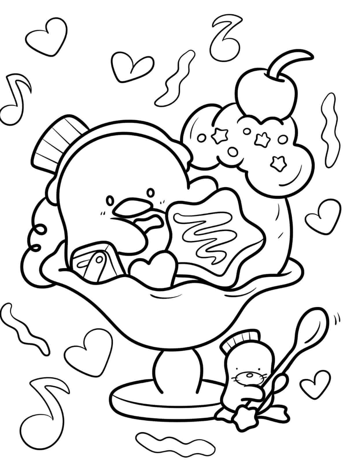 Simple Tuxedo Sam With Dessert Coloring Pages