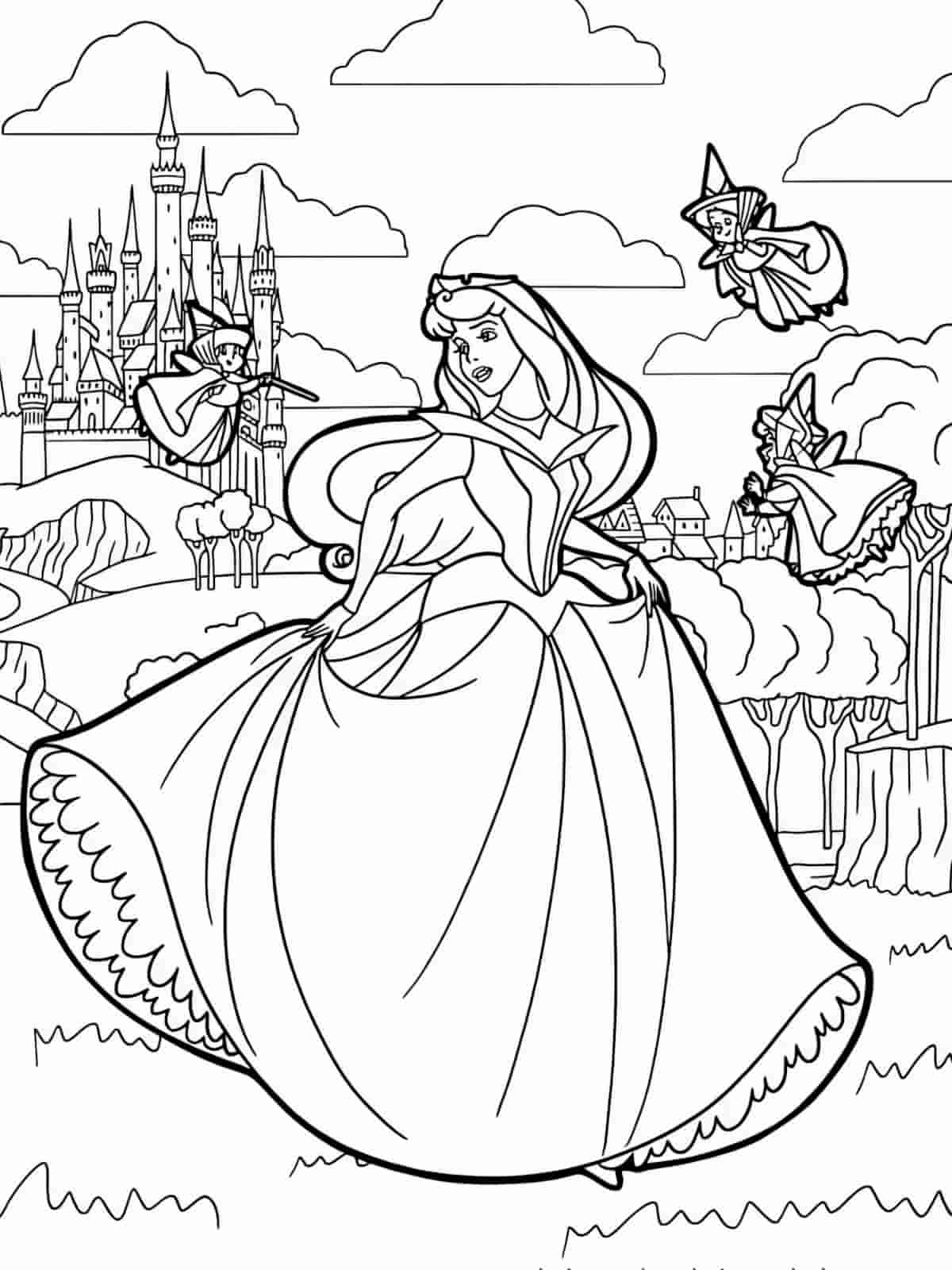 Sleeping Beauty Coloring Pages With Animals