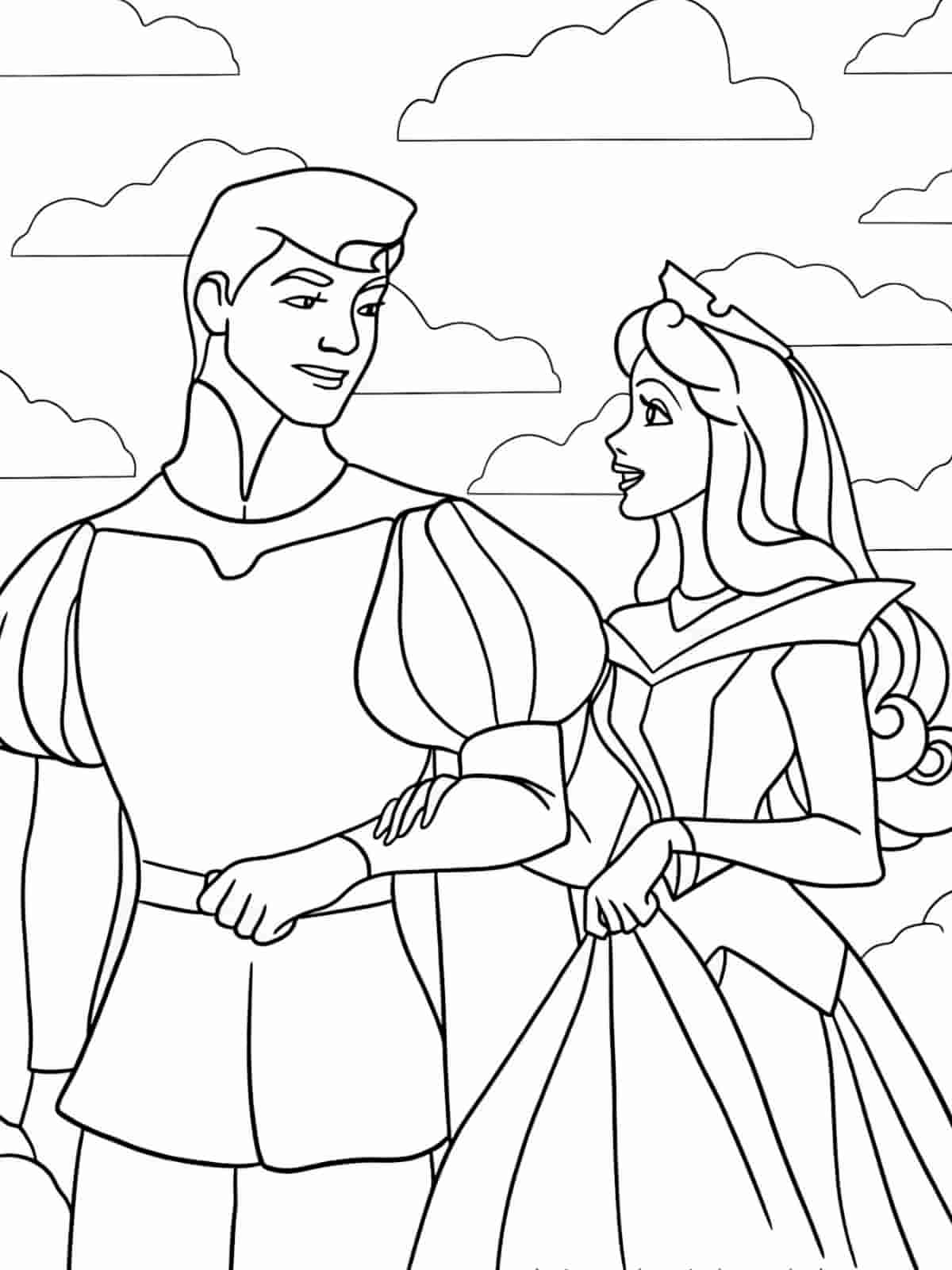 Sleeping Beauty Coloring Pages With Prince Phillip