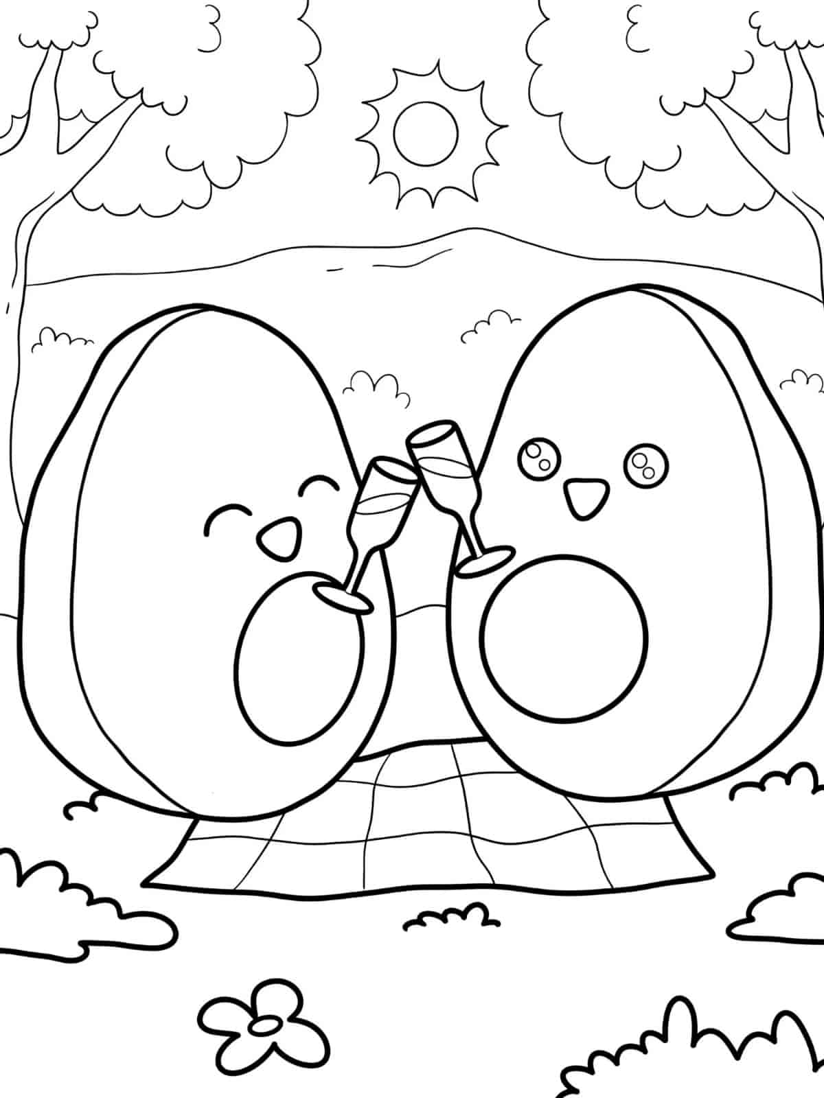 Smiling Avocado Coloring Pages