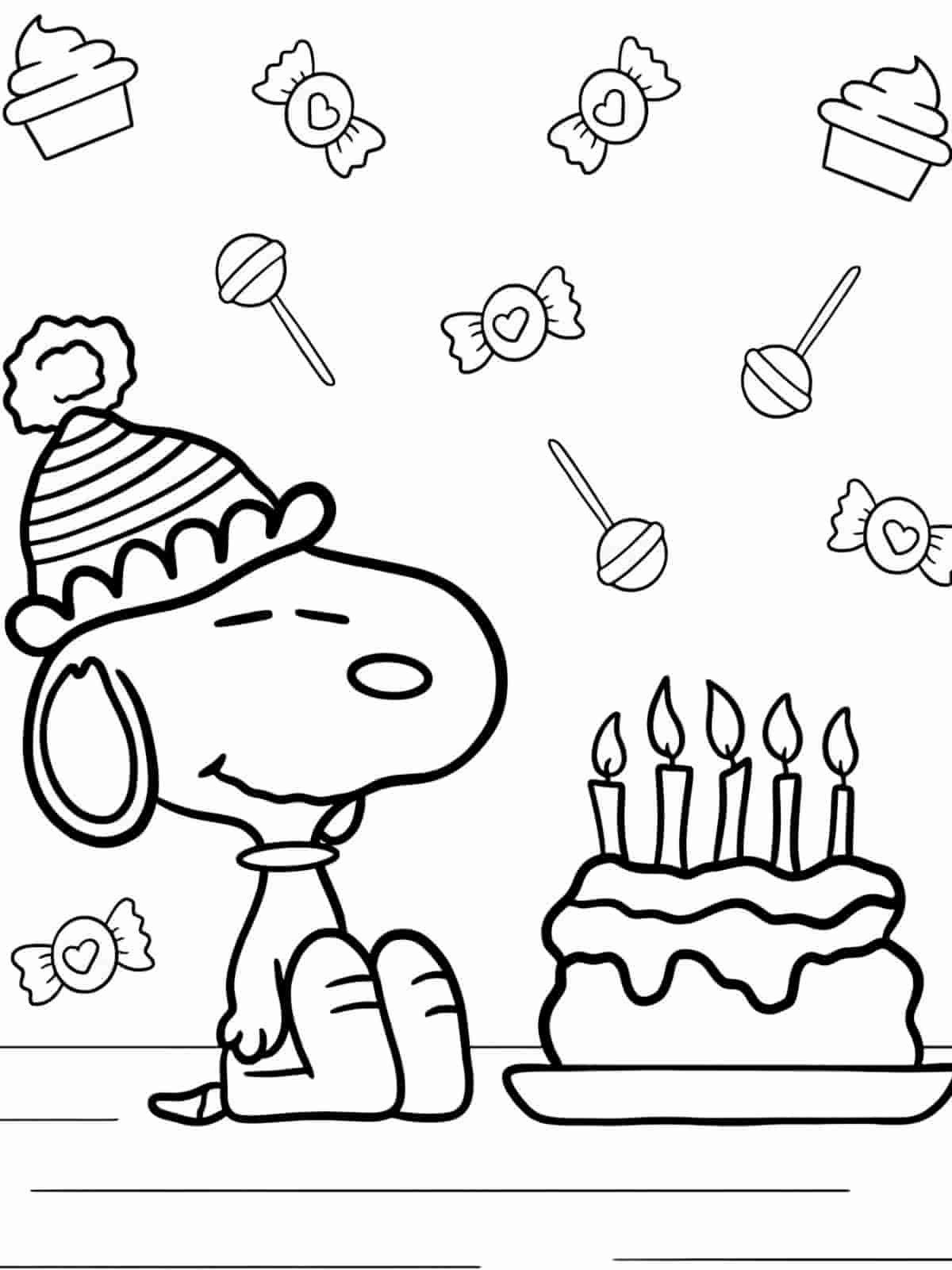 Snoopy And Charlie Brown Birthday Coloring Pages