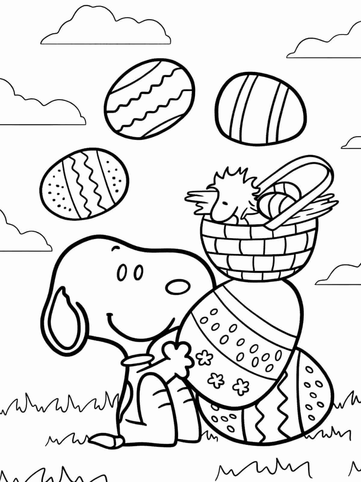 Snoopy Easter Egg Holiday Theme Coloring Pages