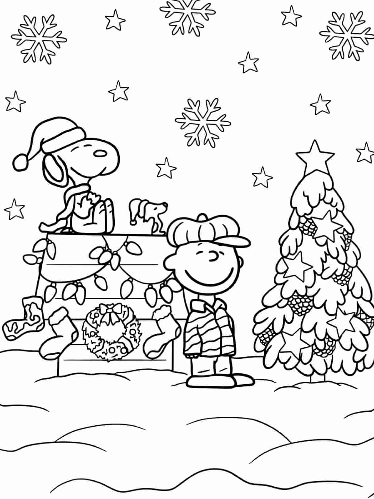 Snoopy Hugging Woodstock Christmas Coloring Pages