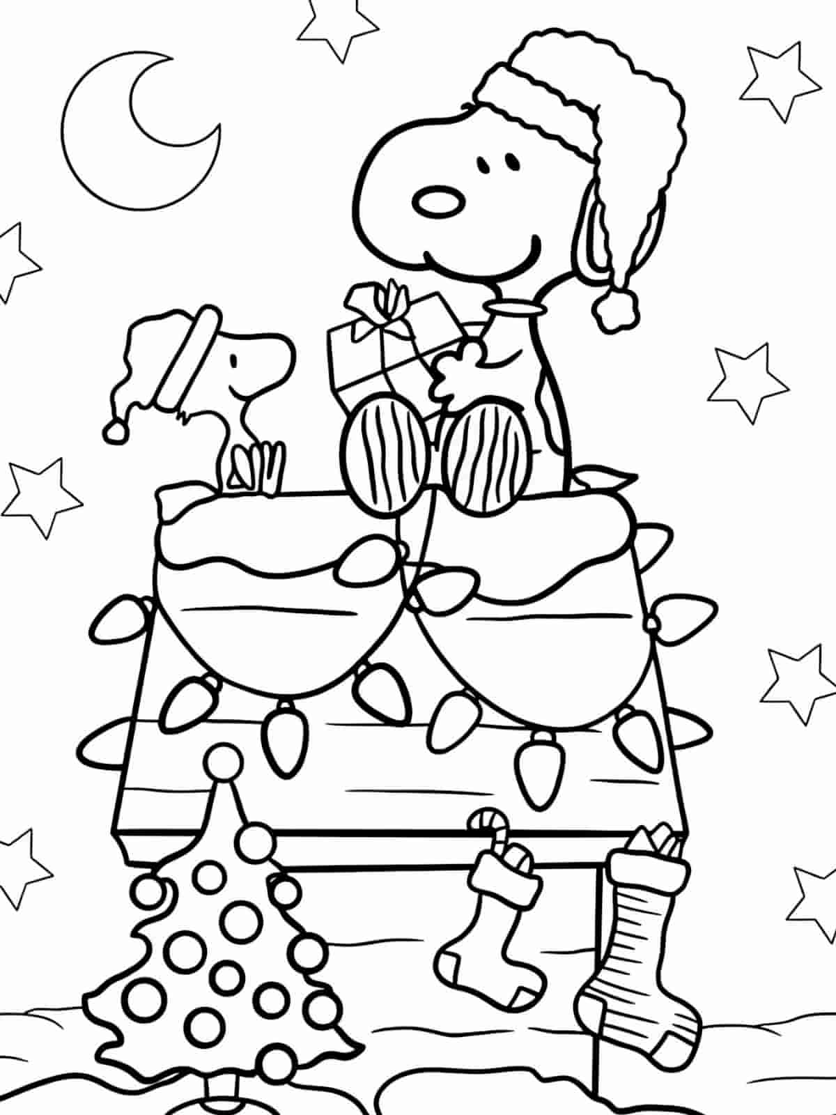 Snoopy Sleeping On Doghouse Coloring Pages