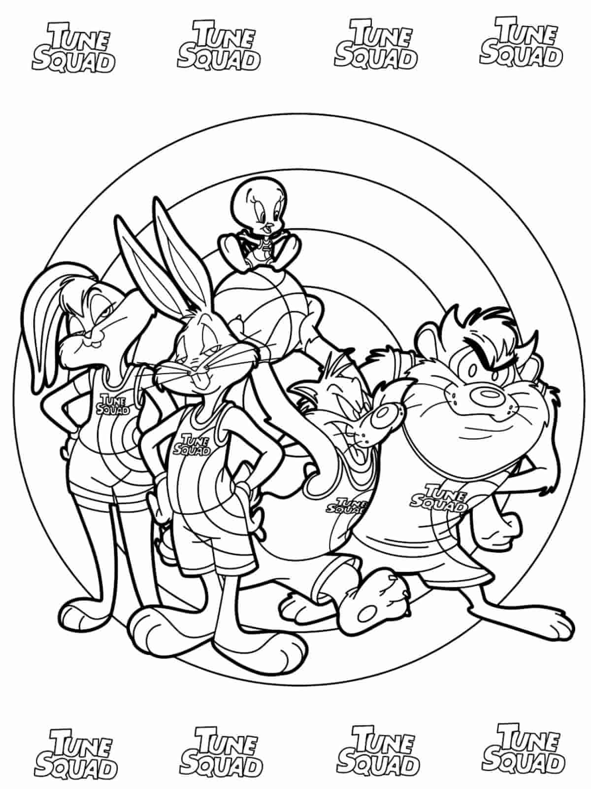 Space Jam Basketball Practice Coloring Pages