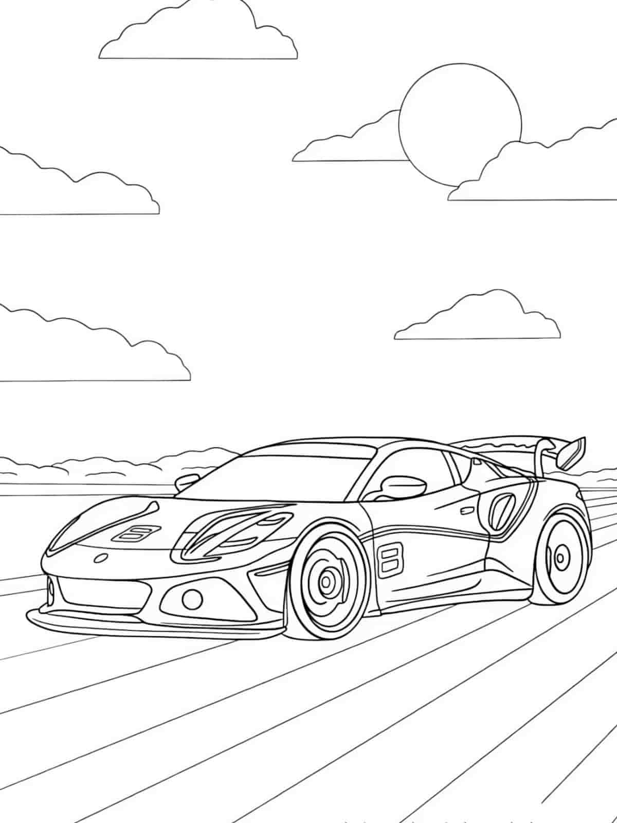 Sports Car Race Coloring Page