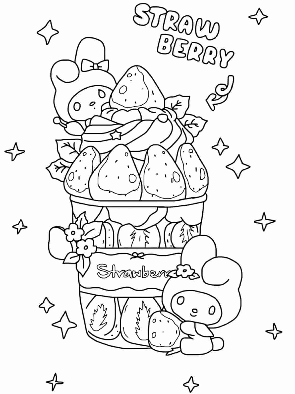 Strawberry Picking Coloring Pages For Kids