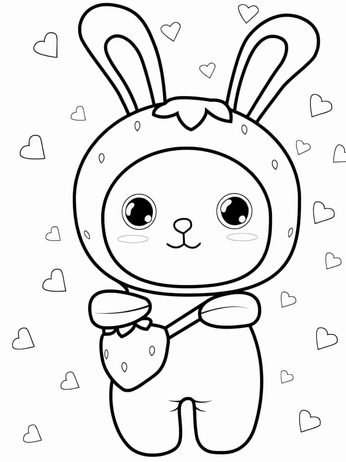 Strawberry Rabbit Coloring Pages For Kids