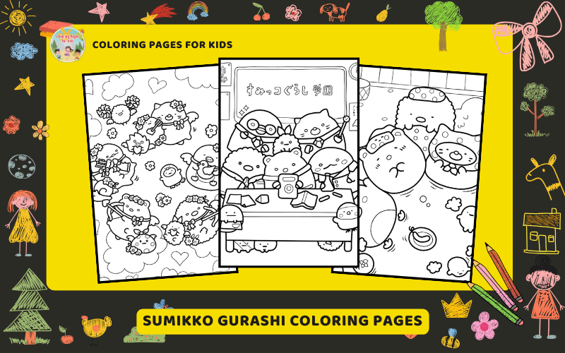 Sumikko Gurashi Coloring Pages Featured Image Min