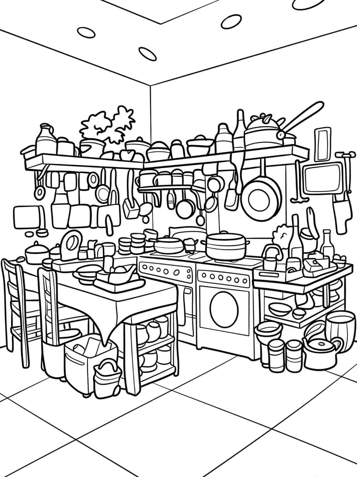 Sweet Cozy Kitchen Coloring Pages